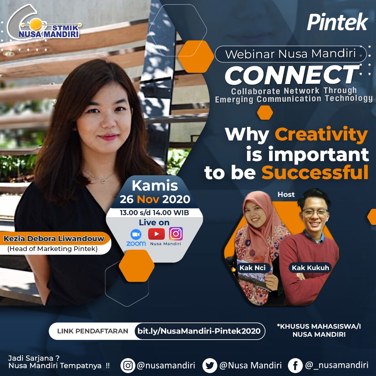Nusa Mandiri Ajak Millenial Kreatif Agar Sukses