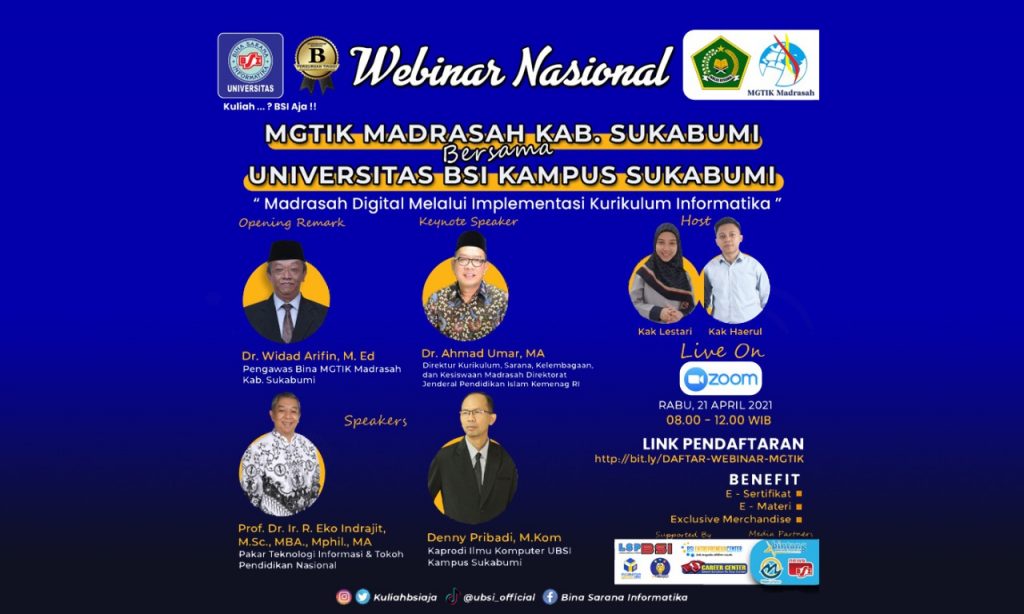 Universitas BSI Akan Gelar Webinar Nasional Bersama MGTIK Madrasah Kabupaten Sukabumi