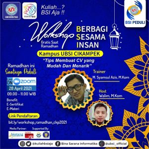 UBSI Cikampek Adakan Workshop Berbagi Sesama Insan Secara Gratis